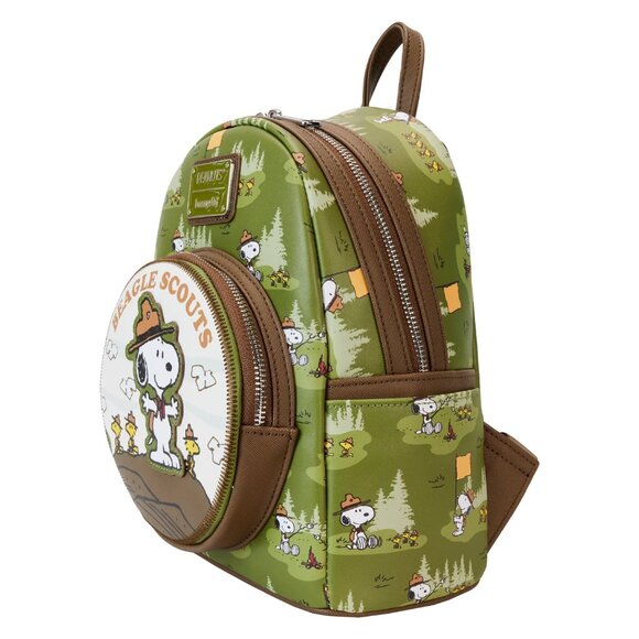 Loungefly Peanuts Snoopy Beagle Scouts Mini Green Backpack New Sealed - Picture 5 of 15